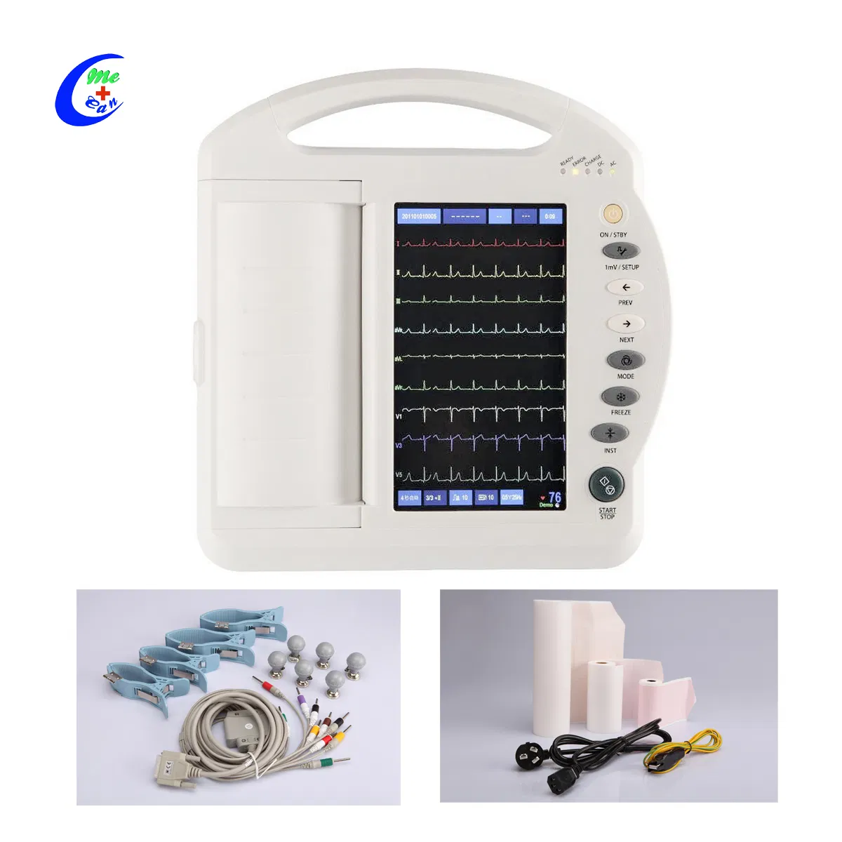 12 Monitor de ECG de canal Equipo médico Máquina de ECG portátil para hospital