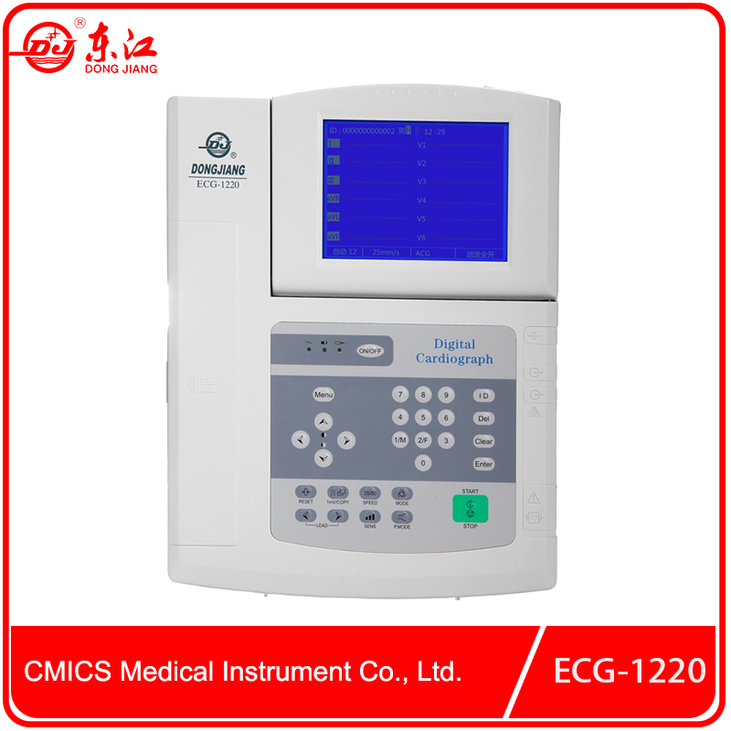 Venta Caliente 12 Máquina de ECG de Canal con Gran LCD, Interpretación, Conexión USB