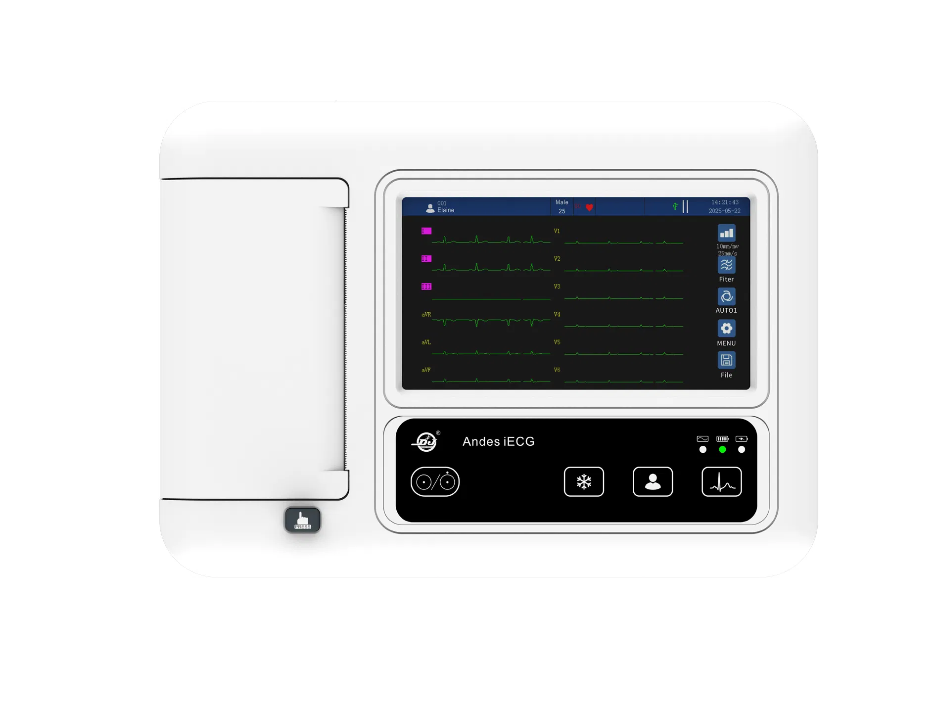 Equipo Hospitalario Máquina de ECG 3 Máquina de EKG Portátil 12 Electrodos