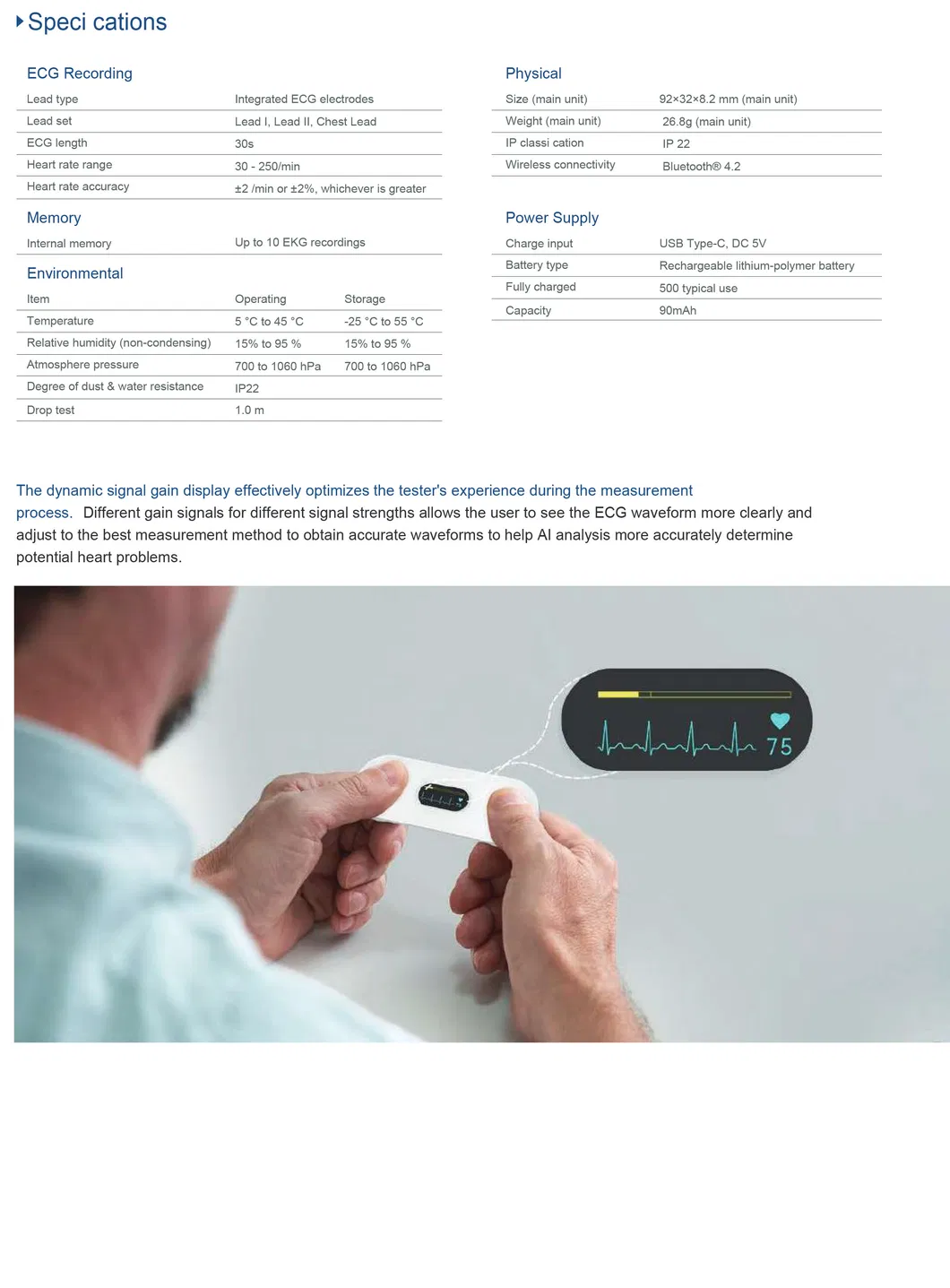 Máquina de EKG portátil, dispositivo de ECG móvil, monitor cardíaco