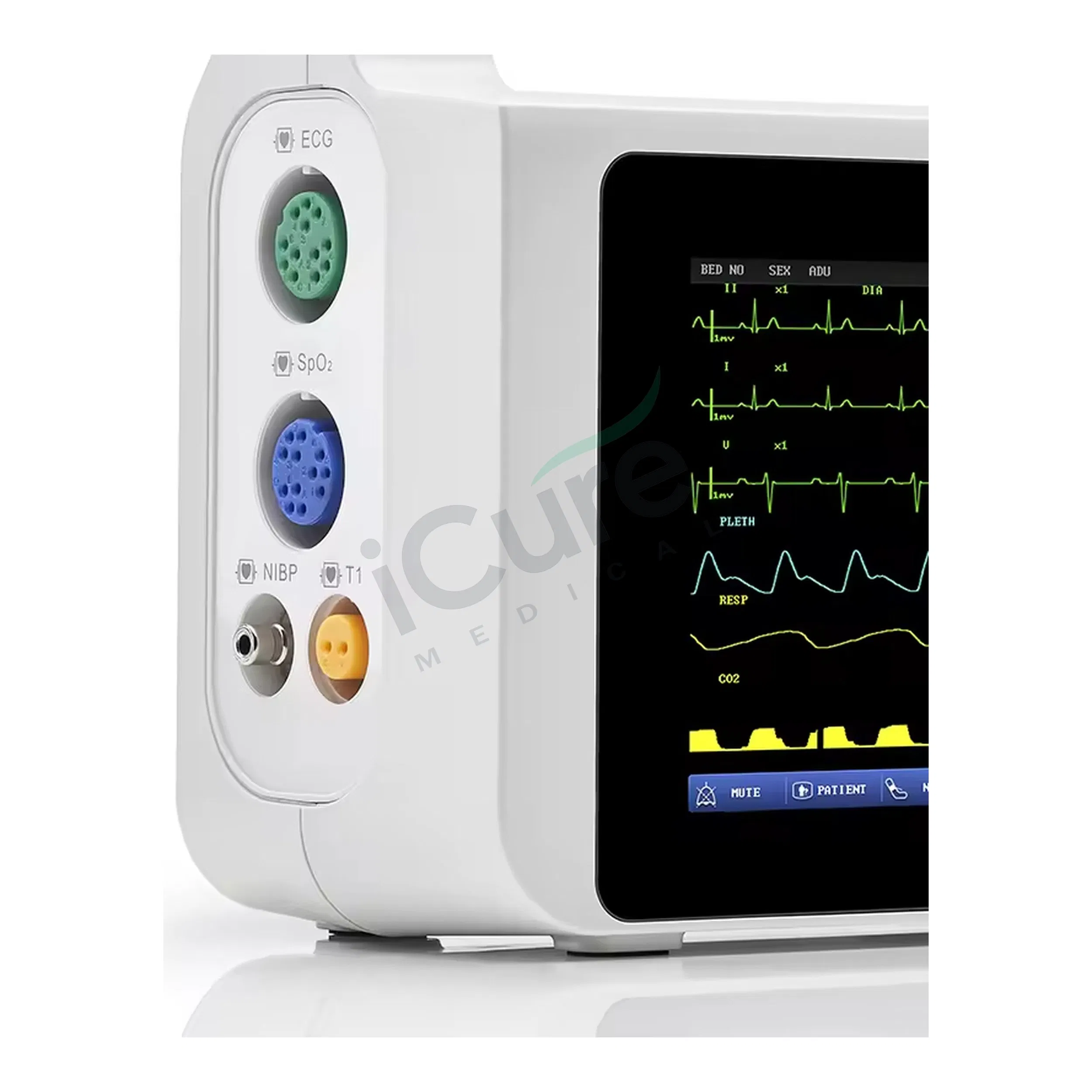 Monitor de Paciente Multípara Portable ECG NIBP SpO2 Monitoreo de Temperatura y Respiración con Conectividad Inalámbrica