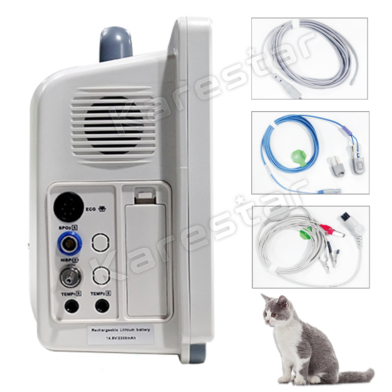Monitor Profesional Veterinario de Pacientes Multifuncional ECG NIBP SpO2 Resp Temp Pr/Hr Monitoreo de Pacientes