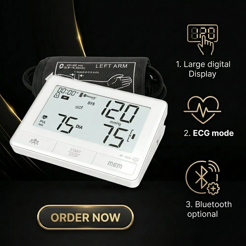 Monitor de Presión Arterial ECG Bluetooth 5.0 Conexión Rápida con Móvil