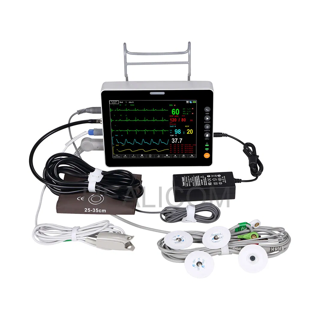 Visualización de formas de onda ECG de múltiples derivaciones en monitor de paciente multiparamétrico