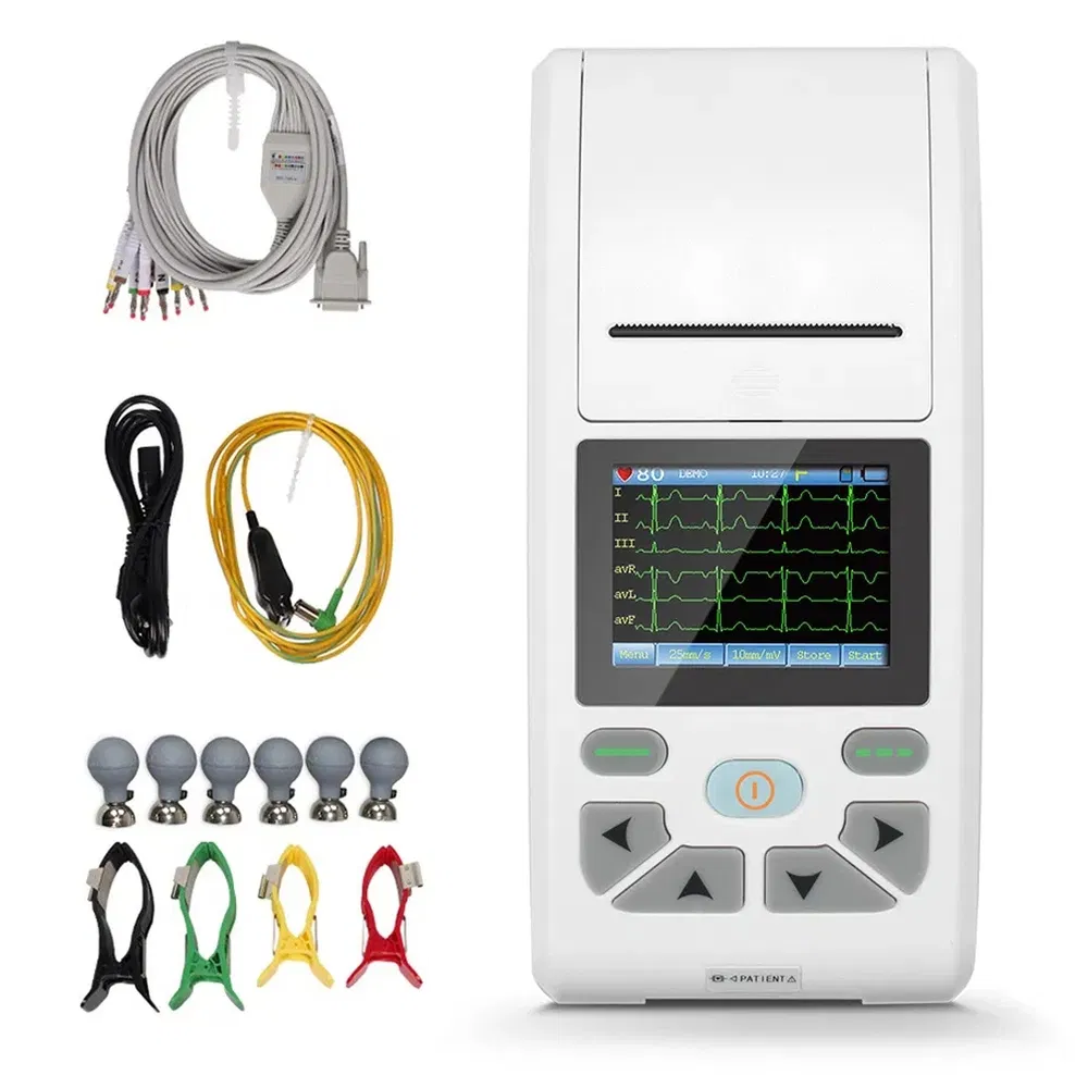Dispositivo de ECG de grado hospitalario eficiente, electrocardiógrafo portátil para consultorios médicos