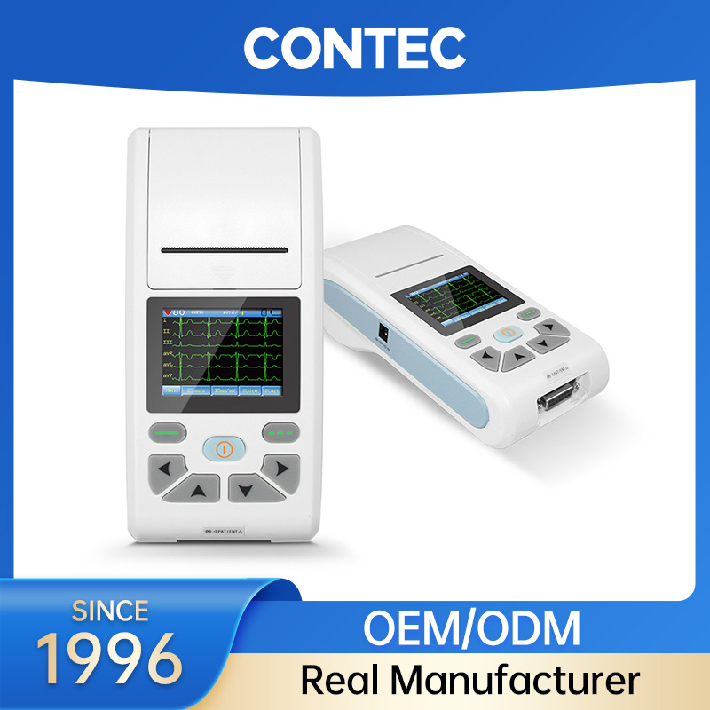 Contec ECG90A Máquina de electrocardiografía portátil inteligente 12 ECG de 12 derivaciones