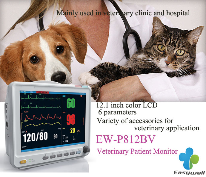 12 Uso de Monitoreo Veterinario Ew-P812V Monitor de Paciente Mult parámetro
