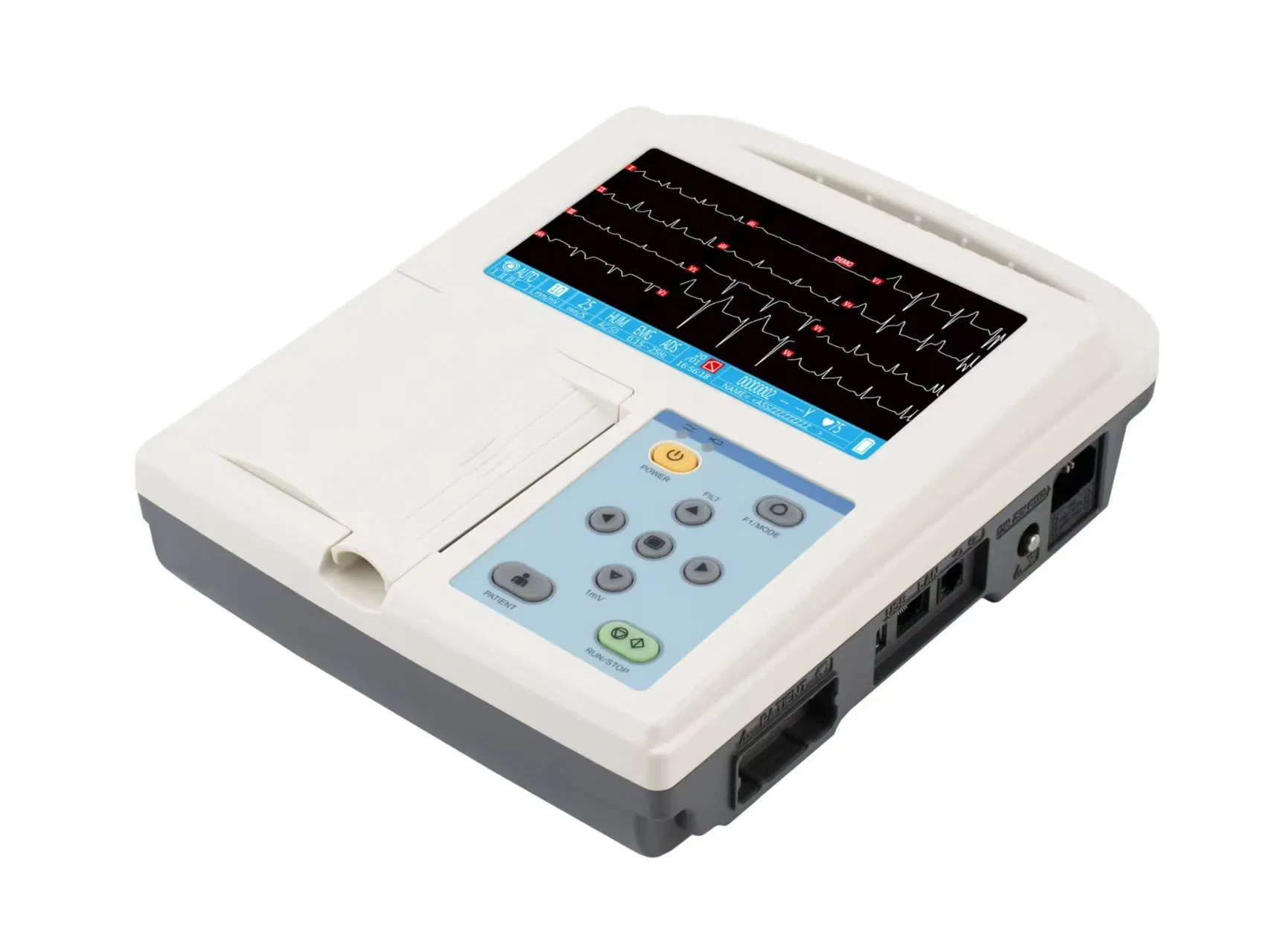 3 Canales electrocardiógrafo digital portátil Monitor de ECG con pantalla LCD gráfica Con DC/AC