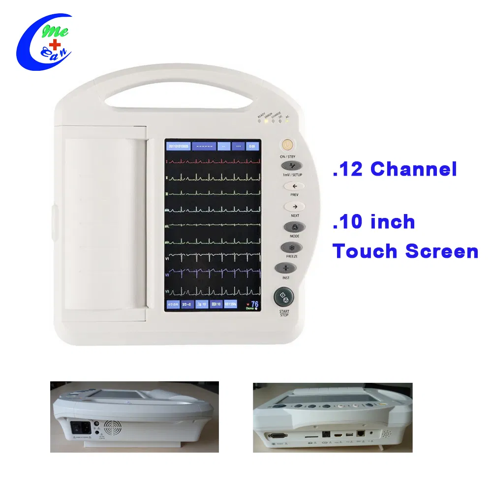 12 Monitor de ECG de canal Equipo médico Máquina de ECG portátil para hospital