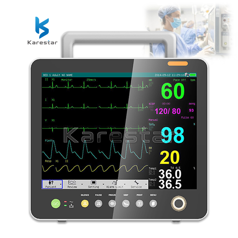 Monitor Multiparamétrico de Pantalla Táctil Médico 15'' para Alarma de Voz Humana y Monitoreo Remoto de Pacientes