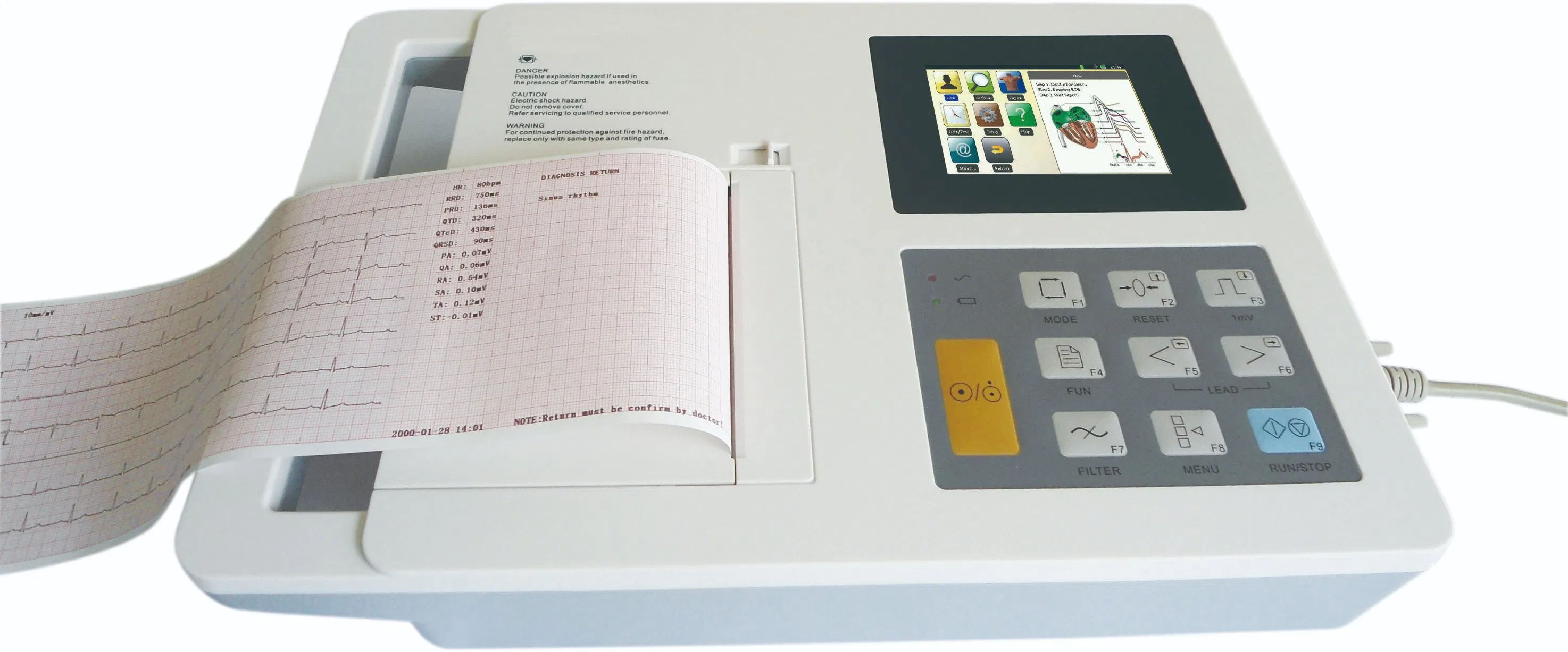 Máquina de ECG portátil de seis canales digitales