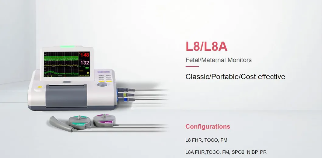 Excelente Monitor de ECG Fetal Monitor de Frecuencia Cardíaca Anteparto Monitores Fetales Monitor Materno L8 L8a Monitor Fetal Clásico para Compra