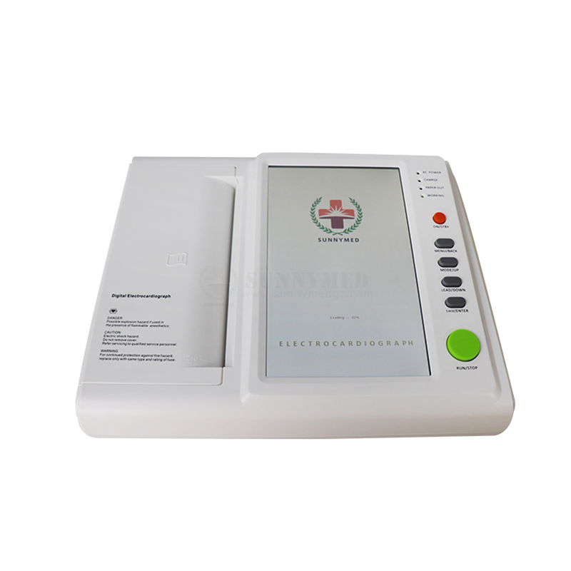 Sy-H008 Venta Caliente Portátil Pantalla Táctil Digital de Color 12 Máquina de Electrocardiografía ECG de Canal