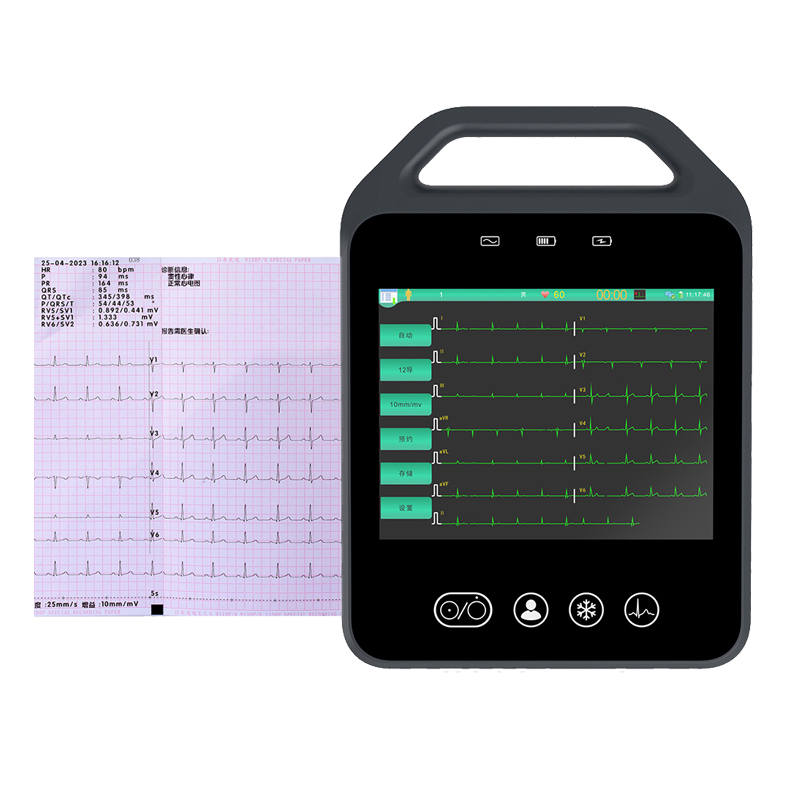 Máquina de ECG de canal portátil 12 para hospital clínica, máquina de EKG digital con pantalla táctil
