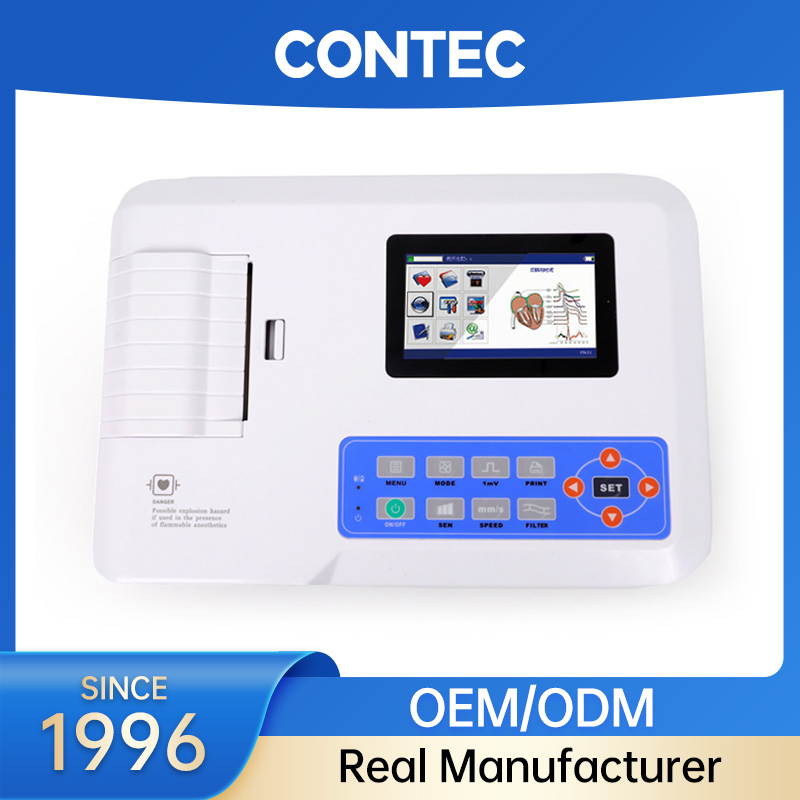 Contec ECG300g Precio de la máquina de ECG 12 Electrodo 3 Máquina de ECG portátil de canal