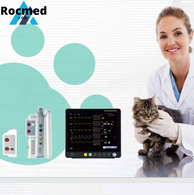 Monitor Portátil de Paciente Animal Humano de Cama Signos Vitales Cardíacos UCI ECG SpO2 NIBP 8 Equipo Médico Veterinario Precio Clínica Veterinaria Hospital