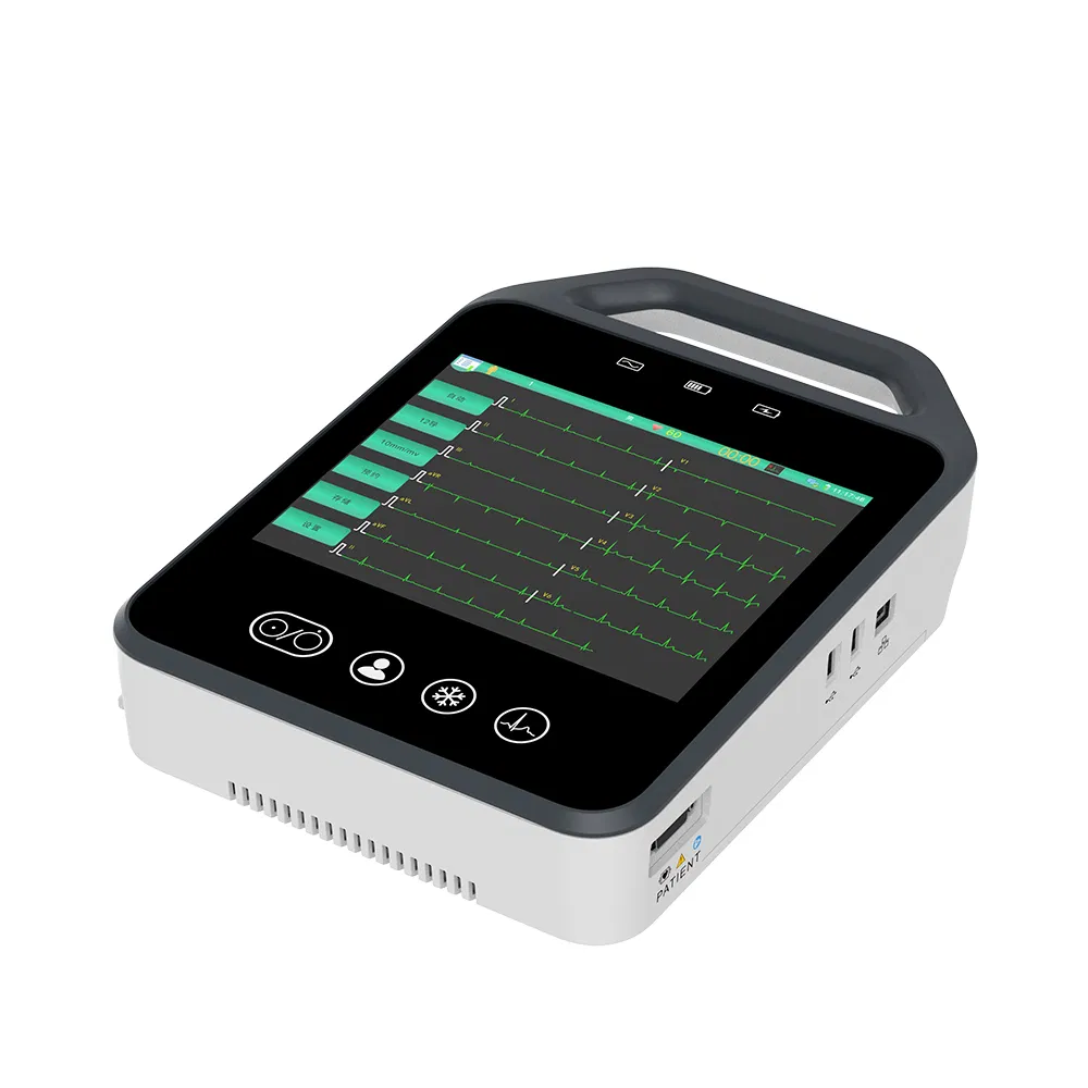 Máquina de ECG de canal portátil 12 para hospital clínica, máquina de EKG digital con pantalla táctil