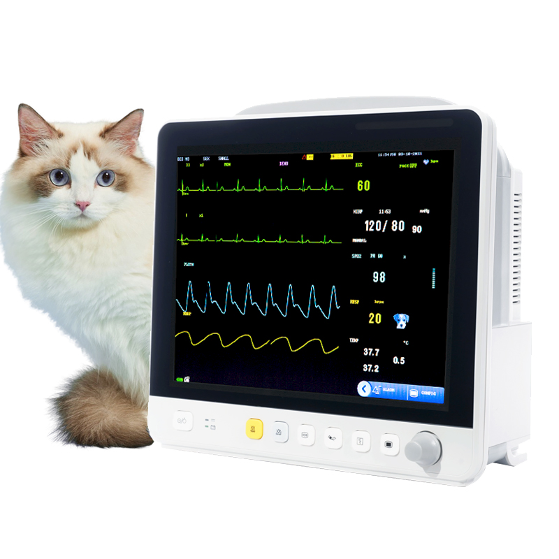 Analizador de ECG portátil para mascotas, máquina de ultrasonido, monitor multiparamétrico veterinario para signos vitales de animales, perro