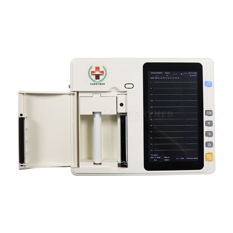 Sy-H004 Alta Calidad 3/6/12 Canal ECG 12 Electrocardiograma de Derivaciones con Papel Térmico