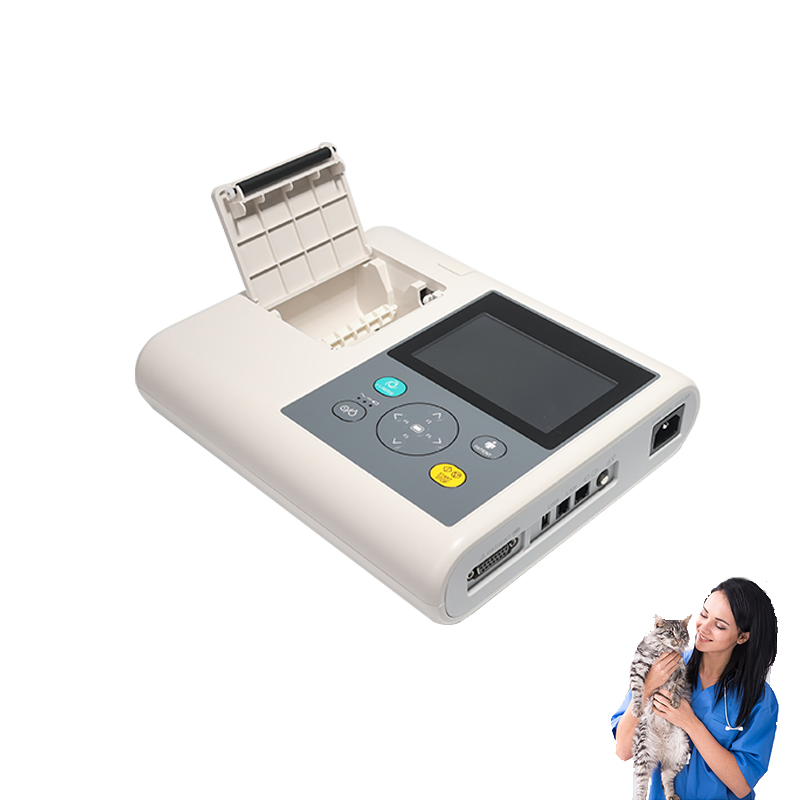 12 Genera y 3 Canal SpO2 Monitor EKG Máquina de Cardiografía Veterinaria Portátil Electrocardiógrafo para Máquina de Corazón