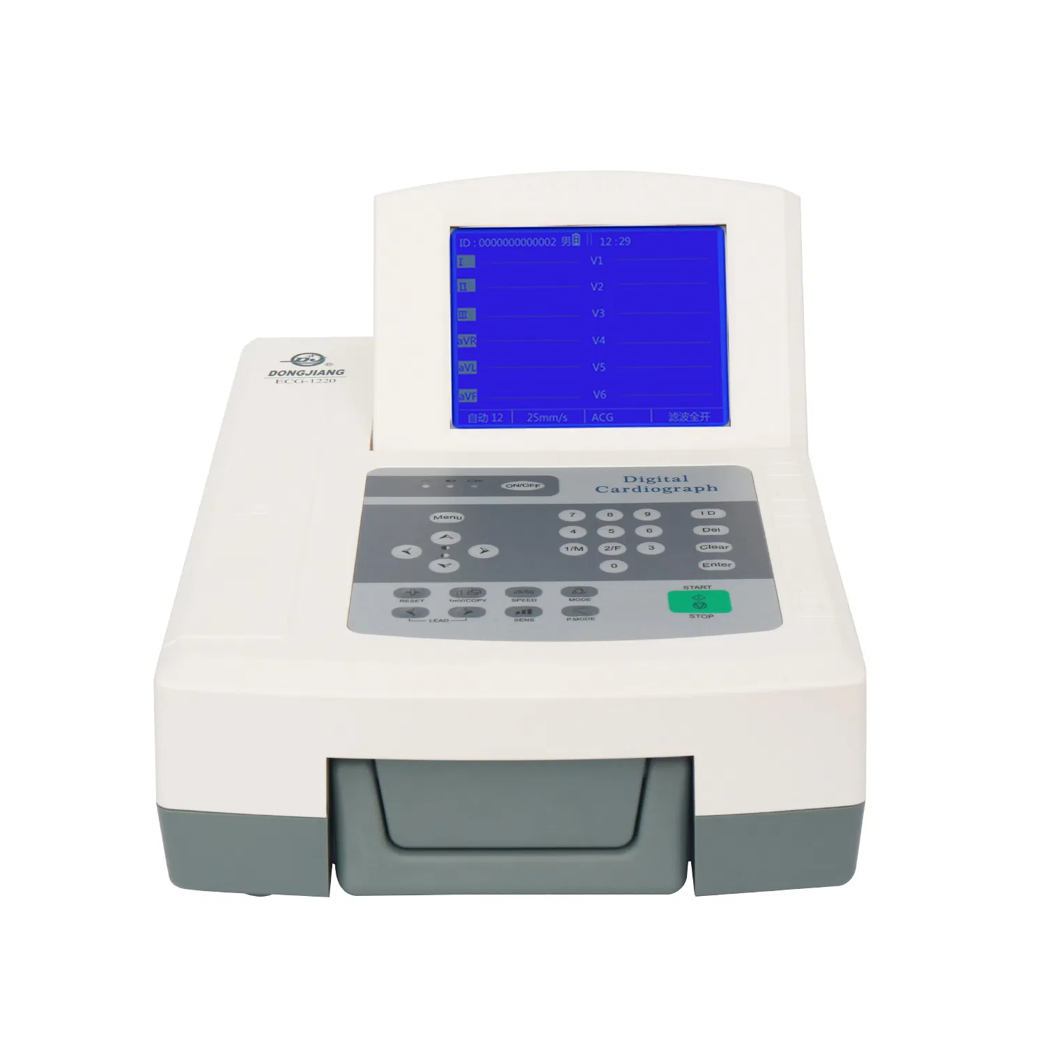 Máquina de ECG de diagnóstico 12 con interpretación, almacenamiento, conexión USB, gran pantalla LCD