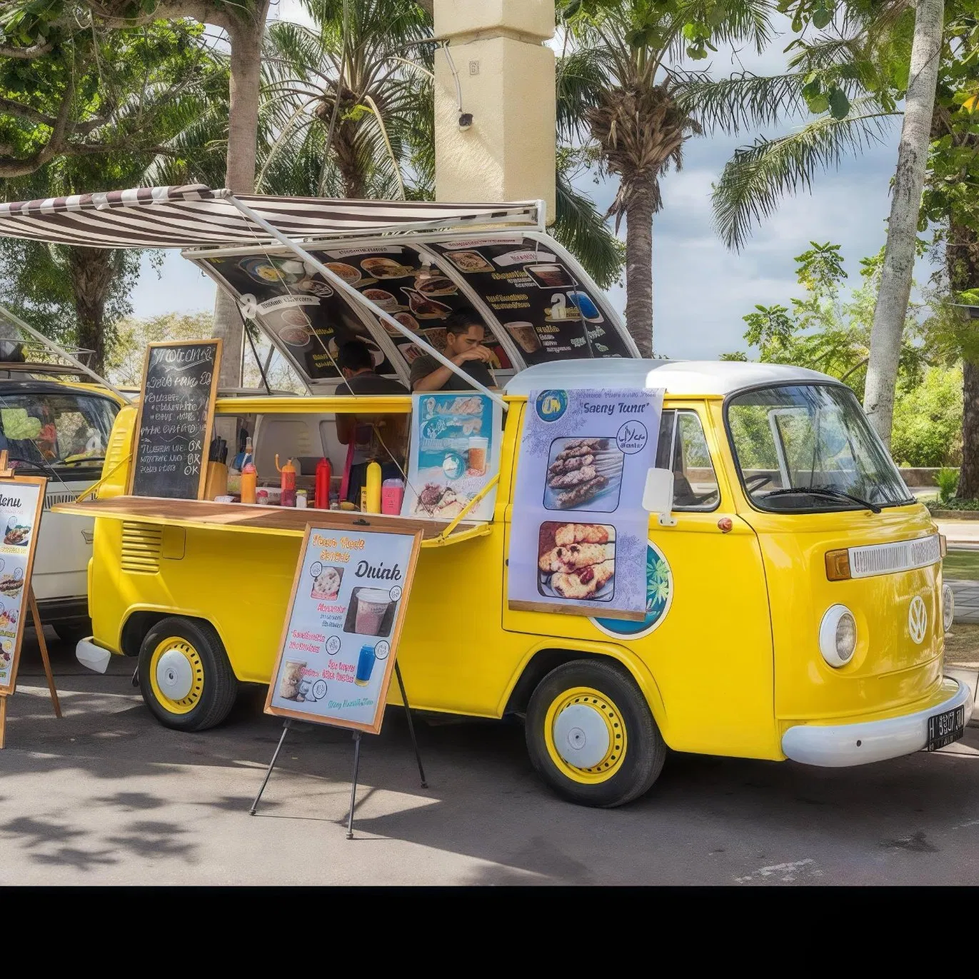 VW-T2 Combi Mobile Electric Customized Kitchen Vintage Catering Coffee Ice Cream Snack BBQ Creep Beer Juice Hot Dog Burger Food Truck Food Trailer Food Van