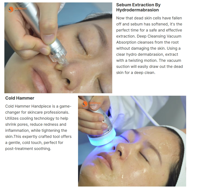 Hydra Dermabrasion Facial System with Diamond Microdermabrasion Cold Hammer Oxygen Spray Gun and Ultrasonic Infusion for Beauty Salons