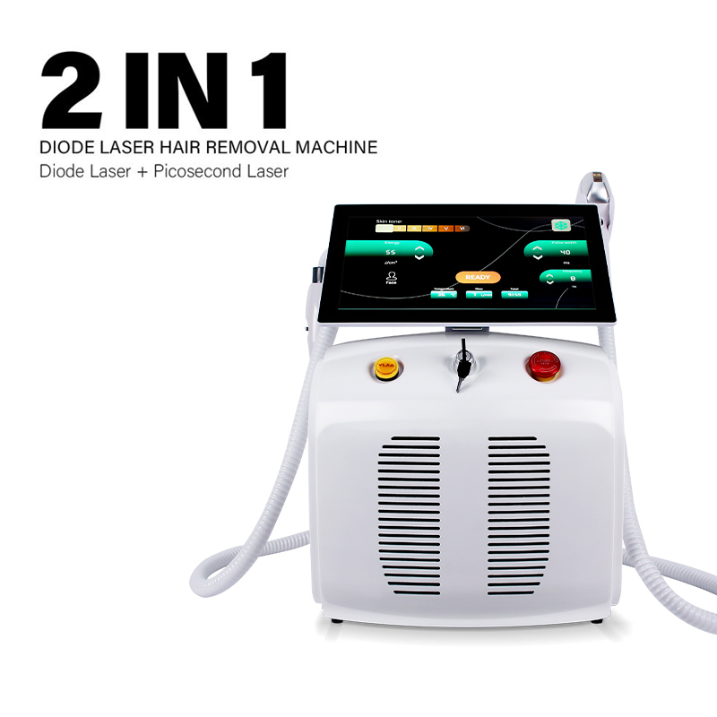 Latest 2 in 1 Diode Laser Hair Removal Pico Laser Machine Picosecond Tattoo Laser Treatment Hair Loss Remove Ng YAG Spot Birthmark Device for Salon