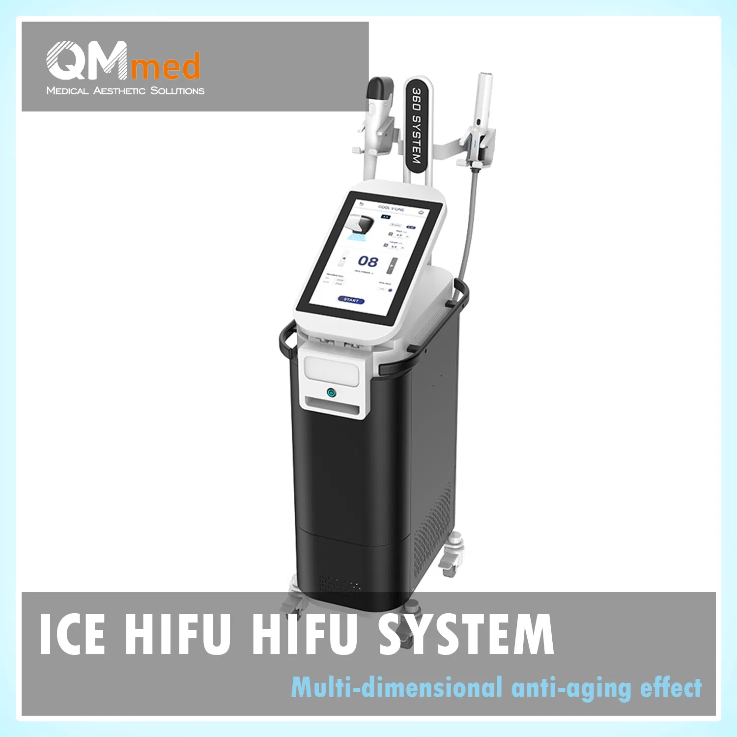 Advanced High Intensity Focused Ultrasound Hifu Face and Neck Tightening System with Frozen Ice Cooling and RF Depth 8 for Professional Beauty Salon Anti-Aging