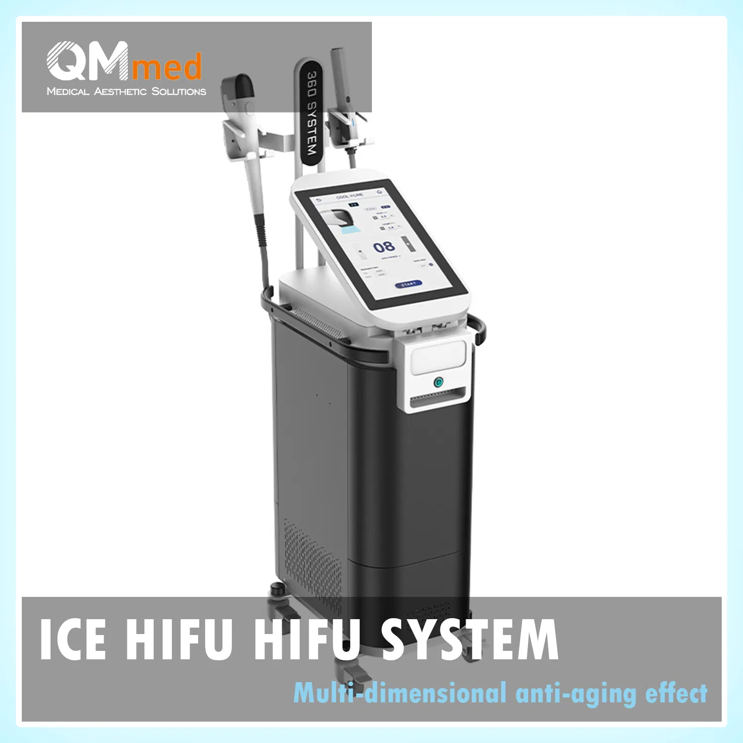 Advanced High Intensity Focused Ultrasound Hifu Face and Neck Tightening System with Frozen Ice Cooling and RF Depth 8 for Professional Beauty Salon Anti-Aging