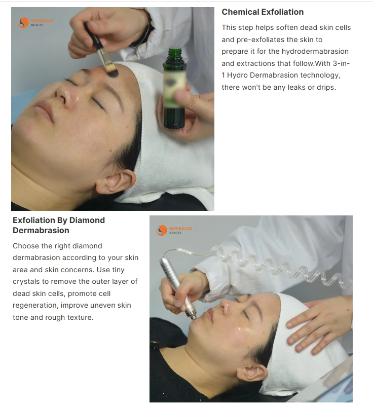 Hydra Dermabrasion Facial System with Diamond Microdermabrasion Cold Hammer Oxygen Spray Gun and Ultrasonic Infusion for Beauty Salons