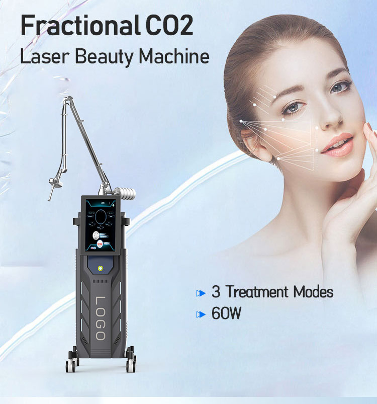2026 High Power 60W CO2 Fractional Laser Machine 10600nm Metal RF Tube Skin Resurfacing Acne Scar Stretch Mark Removal Device