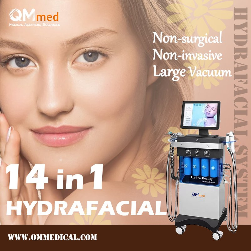 Qm 14 in 1 Hydrogen Oxygen Facial Machine Skin Hydra Dermabrasion Bubble Whiten Pore Clean Water Facial Hydro Machine