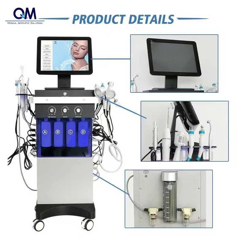 14 In1 Aesthetics Dermabrasion Facial Cleaning Hydro Facial Handpiece Beauty Clinic Machine