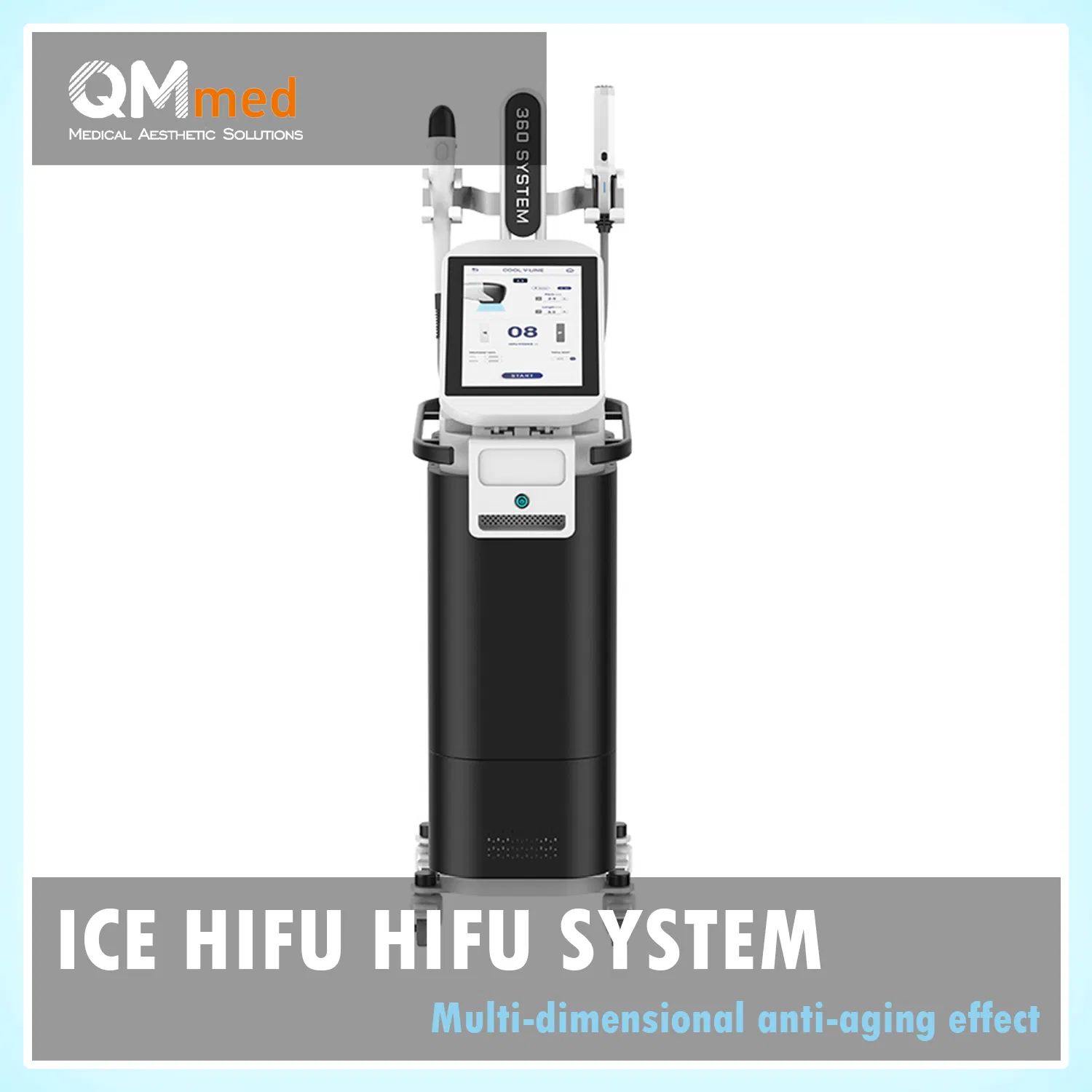 Advanced High Intensity Focused Ultrasound Hifu Face and Neck Tightening System with Frozen Ice Cooling and RF Depth 8 for Professional Beauty Salon Anti-Aging