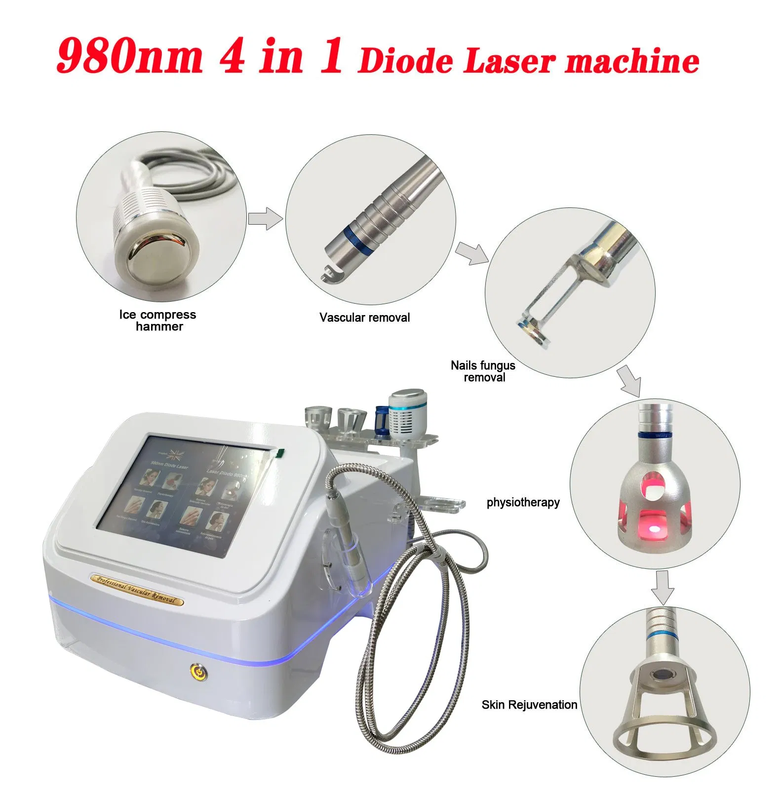 30% off Professional Capillary Removal Machine 980nm Diode Laser Vascular Removal Pink Spiders Vein Removal