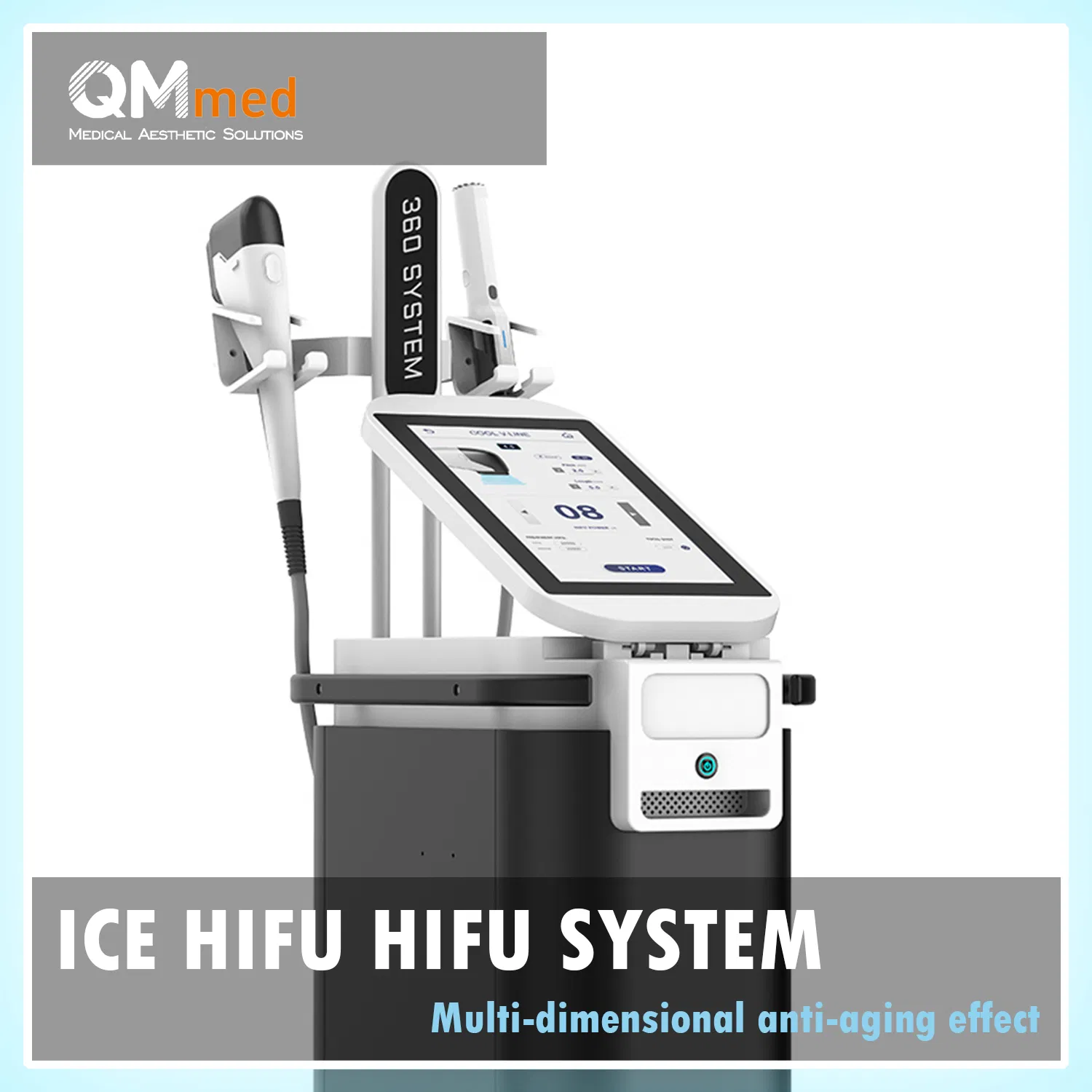 Advanced High Intensity Focused Ultrasound Hifu Face and Neck Tightening System with Frozen Ice Cooling and RF Depth 8 for Professional Beauty Salon Anti-Aging