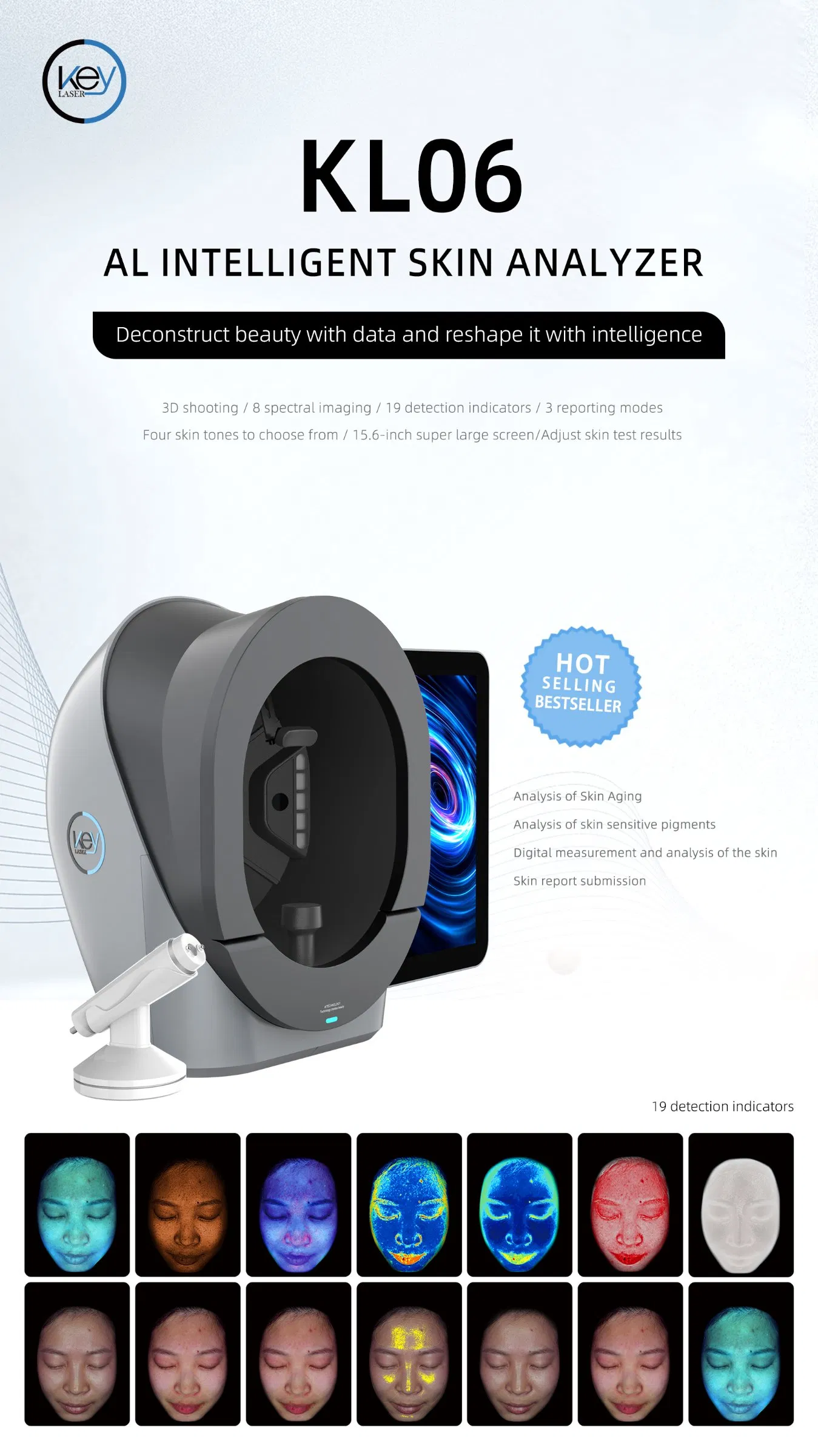 15.6inch Screen 3D Ai Portable Handheld Smart Facial Skin Follicle Analysis Device