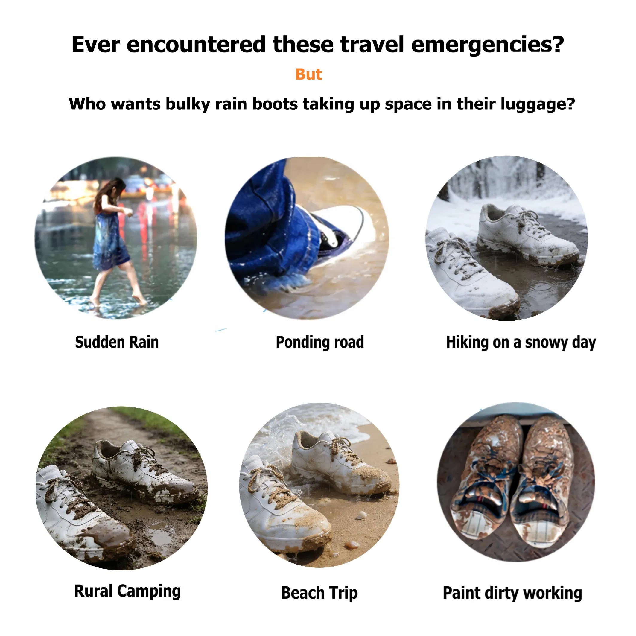 Ultra-Lightweight Portable Travel Waterproof Latex Over Rain Shoe Covers for Outings