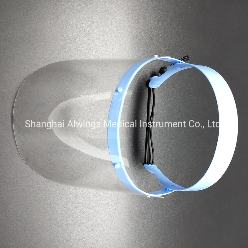 Medical Disposable Transparent Anti Fog Face Shields with Elastic Band Blue Fram