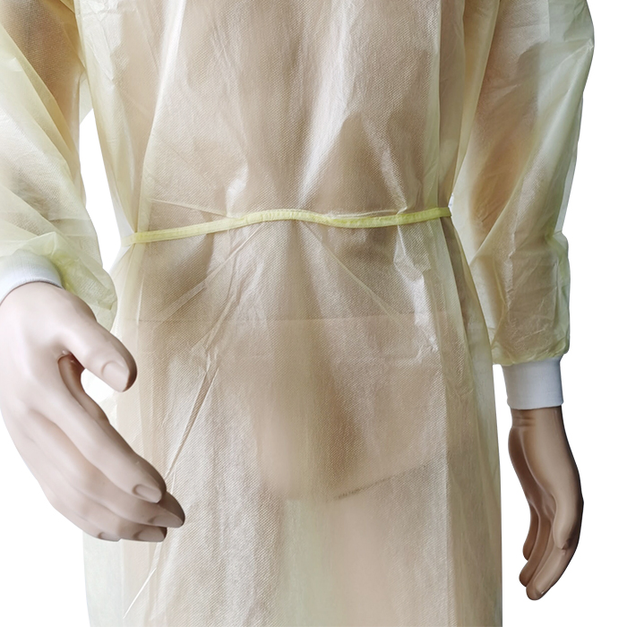 Disposable Yellow Color Waterproof Medical Surgical En14126 Chemotherapy Gowns Isolation Gown