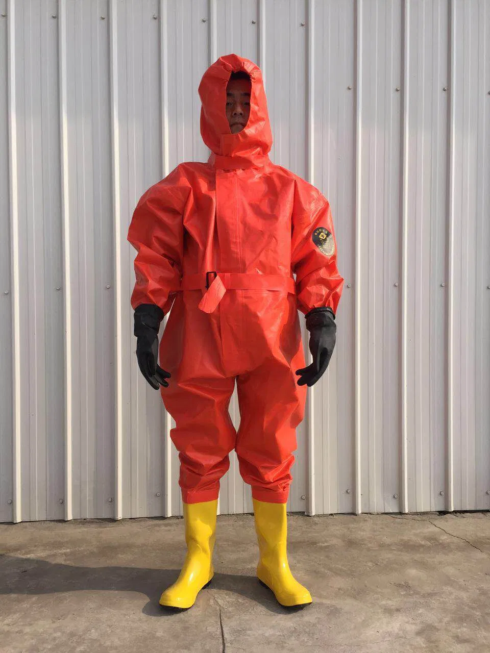 PVC Light Type Semi-Enclosed Chemical Protective Suit Front View