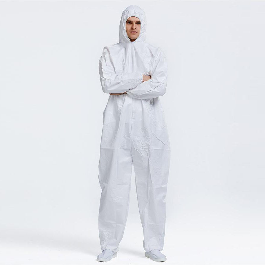 White 50PCS Per Carton M, L, XL, XXL, Xxxl, Xxxxl Protection SMS Hazmat Chemical Protective Suit