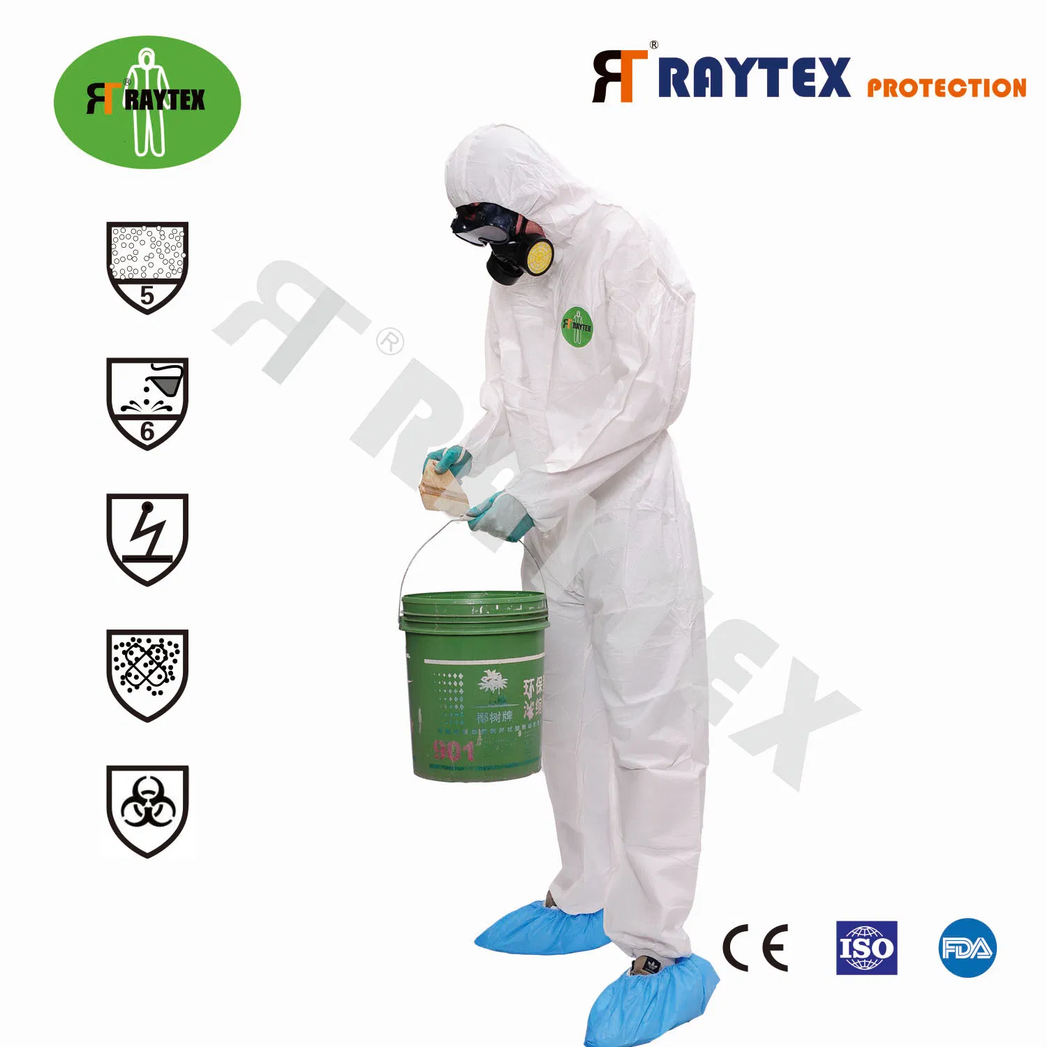 30203/65 Liquid Chemical Resistance Disposable Microporous Coverall Type 5/6 Protective Suit