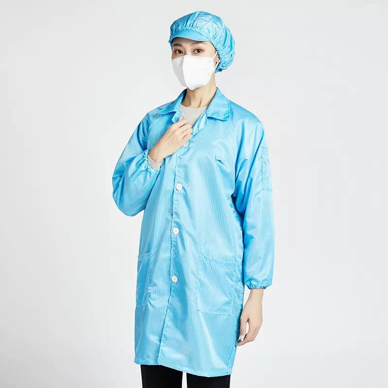 Leenol blue Strip Anti-Static Fabric Cleanroom Garments ESD Clothes Protective Coveralls Safety Suits Work Uniform