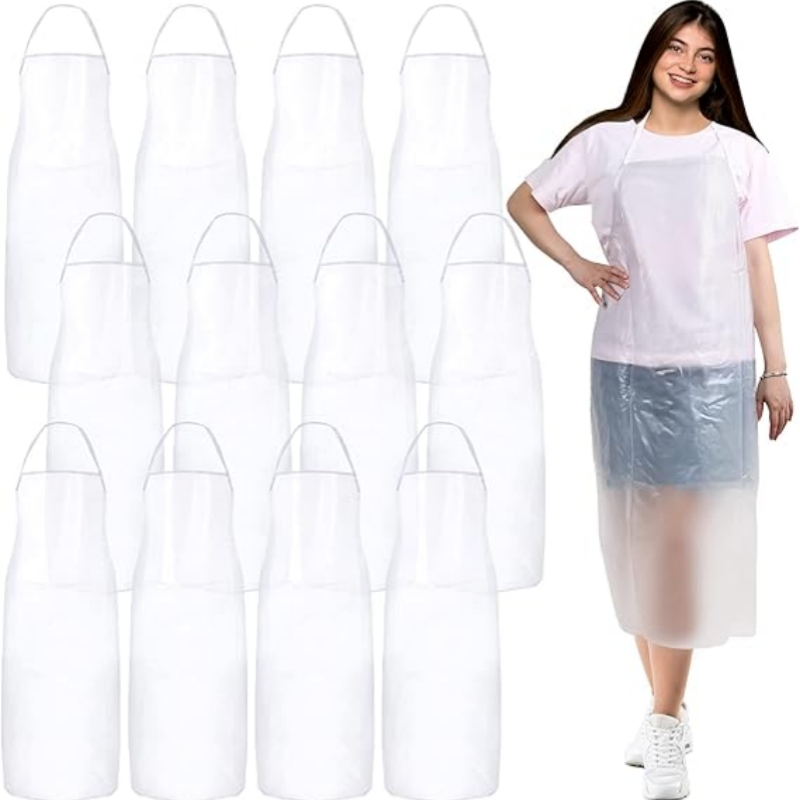 Full Body Coverage Polythene Unisex Disposable Plastic Aprons for Medical and Cleaning