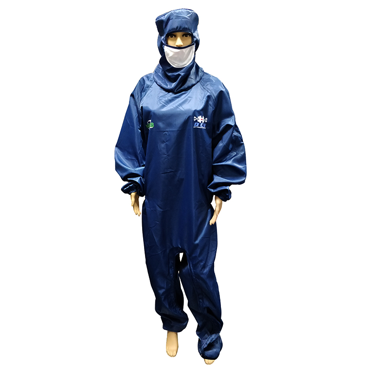 Anti-Static Lint Free ESD Clothing Cleanroom Coverall Garments with Mesh Facemask