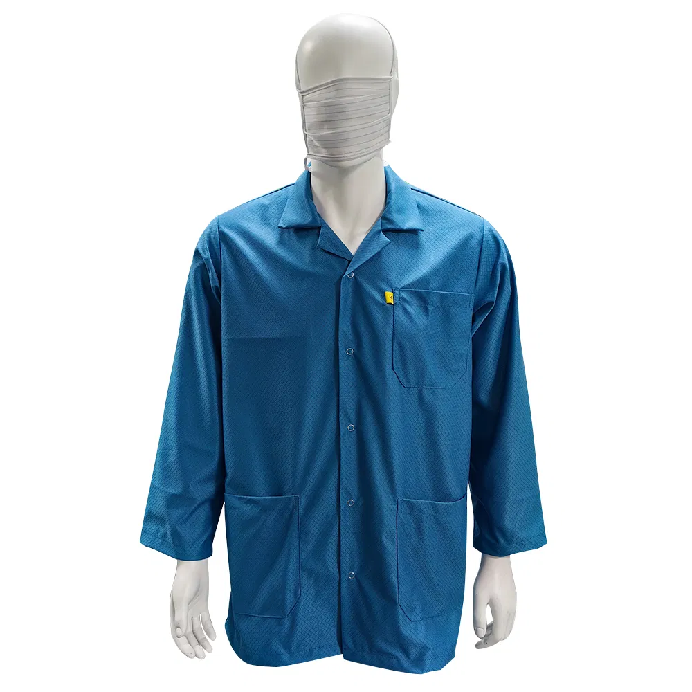 Washable 96% Polyester +4% Carbon Diamond Fabric Cleanroom Coat ESD Smock Antistatic Clothes Garment