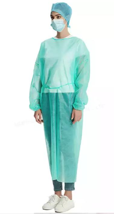 Blue/ Yellow/ Green Disposable SMS Non-Woven Waterproof Isolation Gown