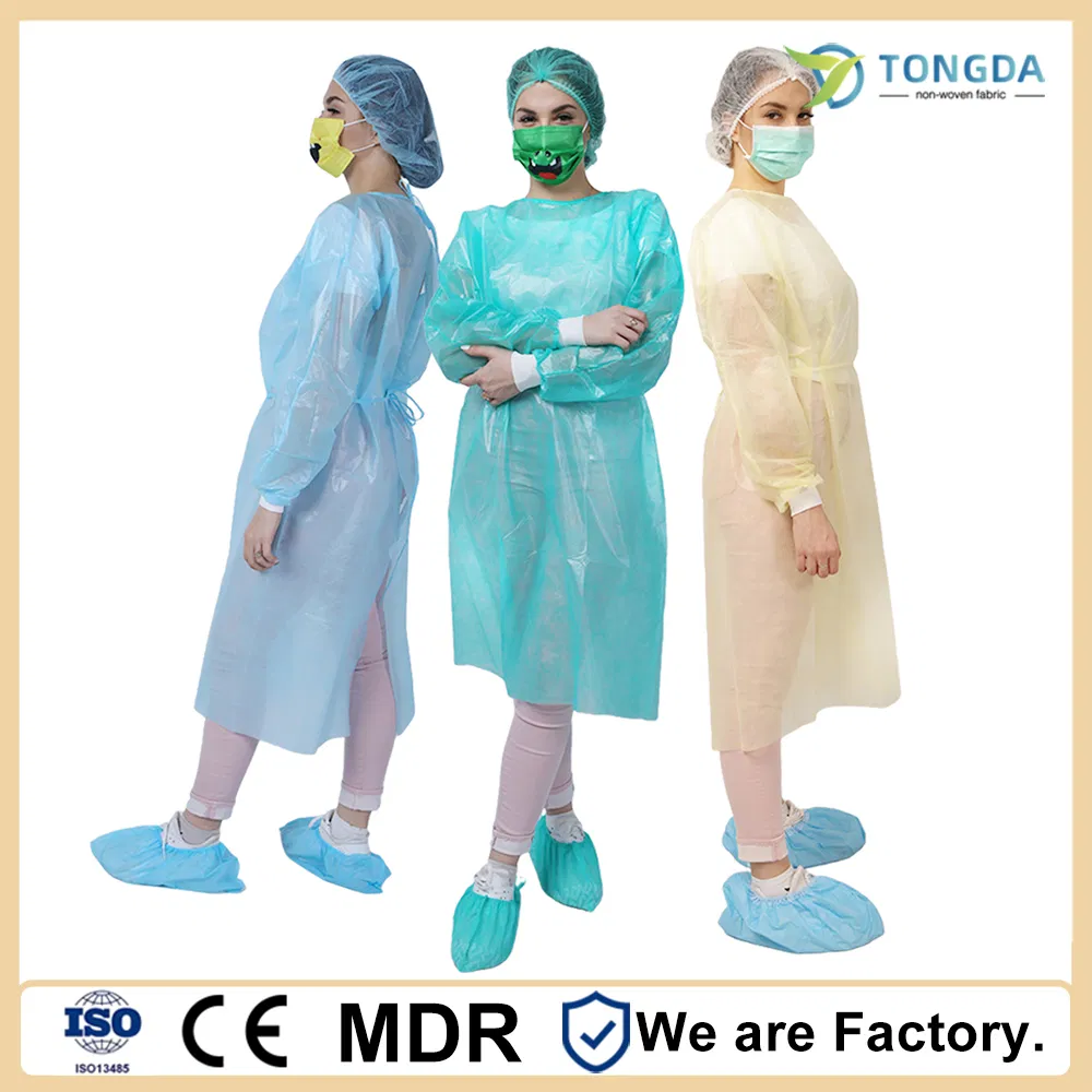 OEM Customized Disposable Non Woven Isolation Gown Elastic or Knitted Cuff
